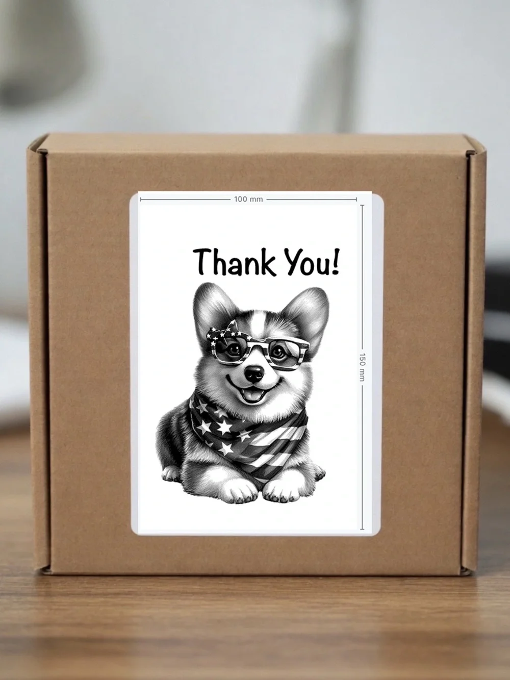 Patriotic Corgi Thank You Stickers  4”x6”-100ct.